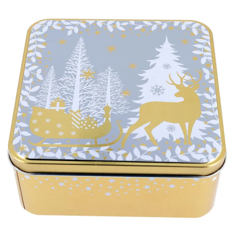 Boite A Biscuits De Noël Doree En Metal>Cerf Dellier Clearance