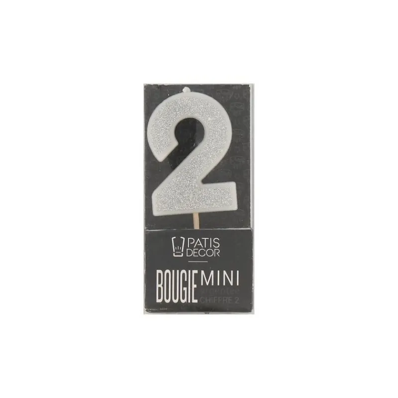 Bougie Argentee Pailletee Chiffre 2 Patisdecor>Cerf Dellier Outlet