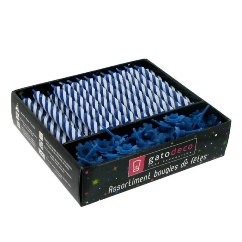 Bougies Torsadees 8 Cm Et Bobeches Roses Bleues Patisdecor (X 70)>Cerf Dellier Sale