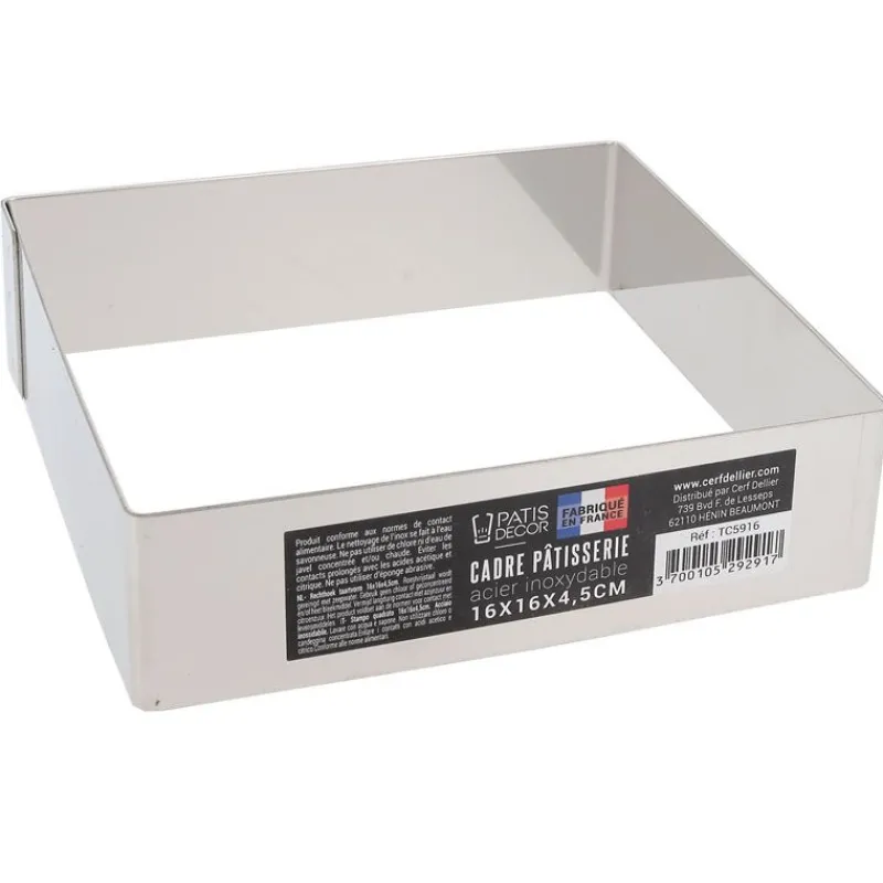 Cerf Dellier Cadres À Patisserie*Cadre A Mousse Inox H 4,5 Cm 16 X 16 Cm Patisdecor