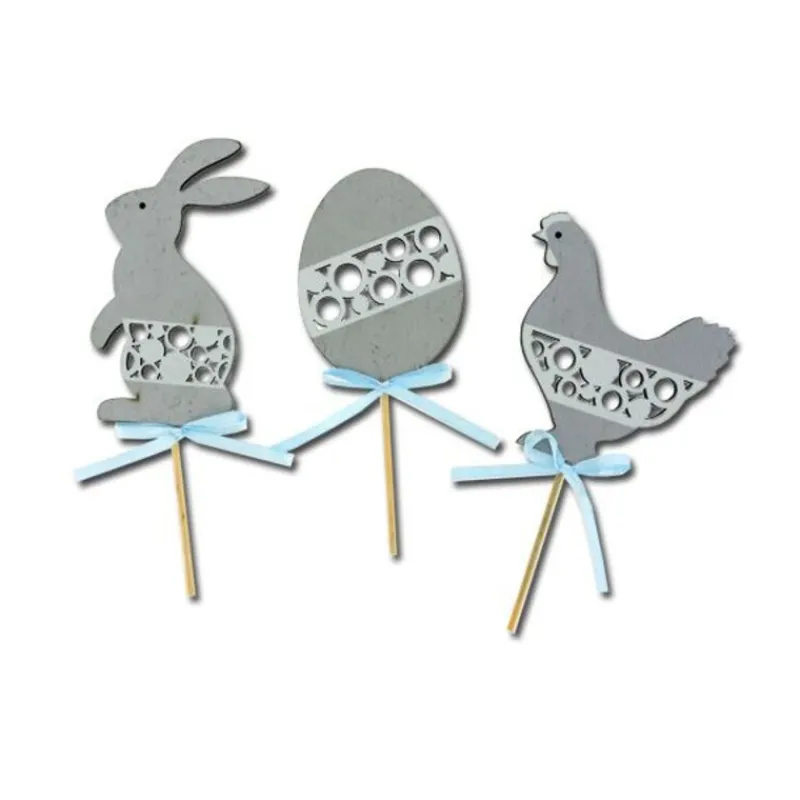 Cake Toppers Pâques Gris (X3)>Cerf Dellier Clearance