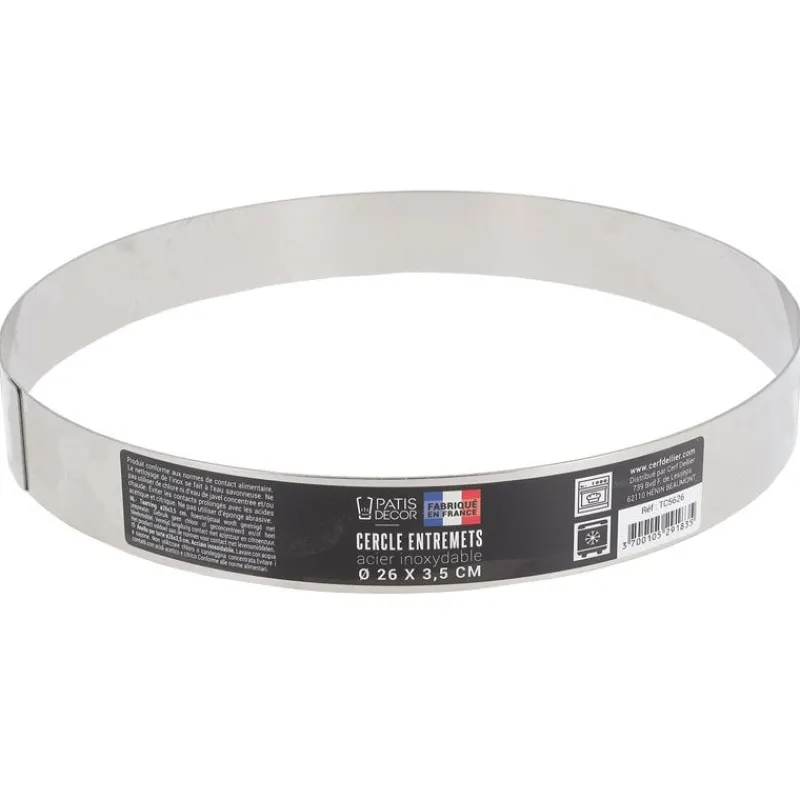 Cerf Dellier Cercles À Patisserie*Cercle A Entremets Inox H 3,5 Cm 26 Cm Patisdecor