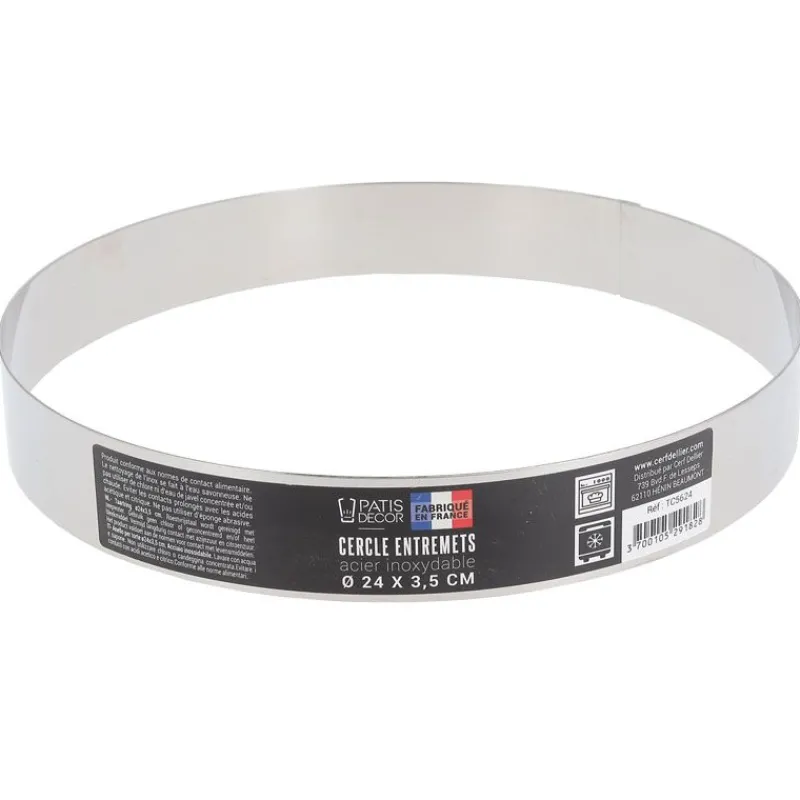 Cerf Dellier Cercles À Patisserie*Cercle A Entremets Inox H 3,5 Cm 24 Cm Patisdecor