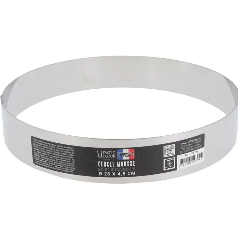 Cerf Dellier Cercles À Patisserie*Cercle A Mousse Inox H 4,5 Cm 26 Cm Patisdecor