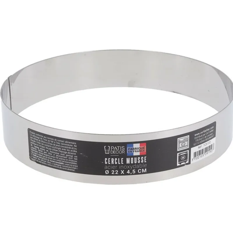 Cerf Dellier Cercles À Patisserie*Cercle A Mousse Inox H 4,5 Cm 22 Cm Patisdecor
