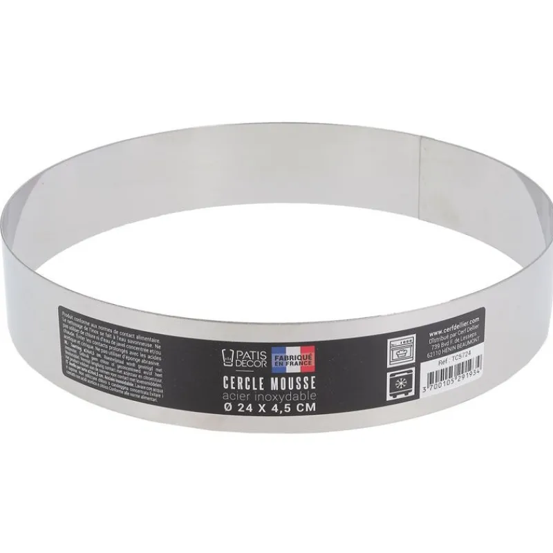 Cerf Dellier Cercles À Patisserie*Cercle A Mousse Inox H 4,5 Cm 24 Cm Patisdecor