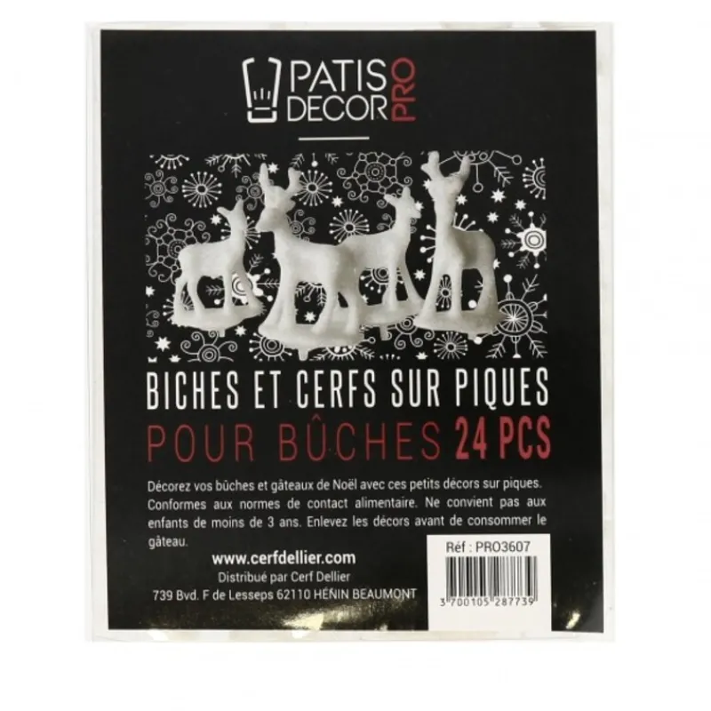 Cerf Et Biche Blancs Sur Pique Patisdecor Pro (X24)>Cerf Dellier