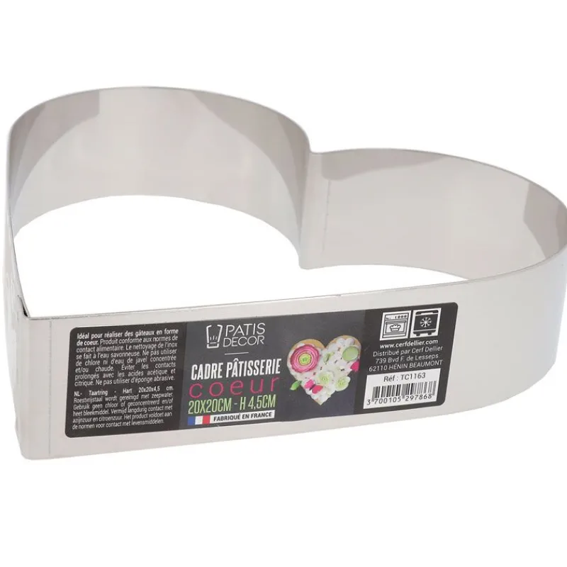 Cerf Dellier Cercles À Patisserie*Coeur A Mousse Inox H 4,5 Cm L 20 Cm Patisdecor