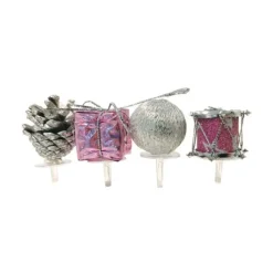 Décors Assortis Rose Argent A Piquer Sur Bûches (X24)>Cerf Dellier Outlet