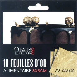 Feuilles D'Or Alimentaire 22 Carats (X10)><noscript><img width=