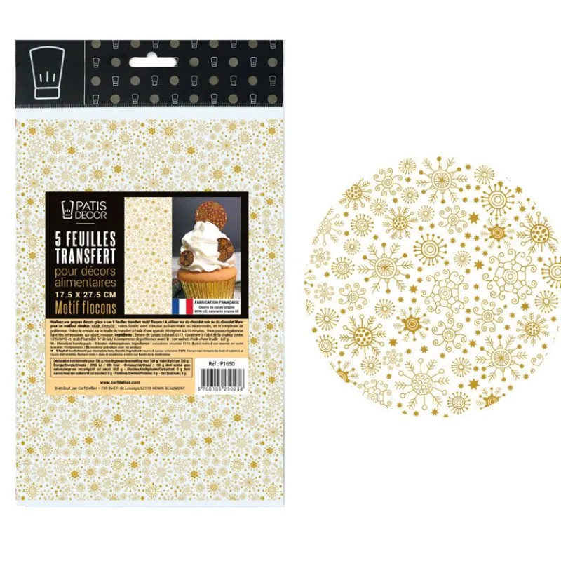 Feuilles Transfert Flocons Patisdecor (X5)>Cerf Dellier Sale