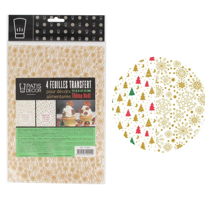 Feuilles Transfert Noël Assorties Patisdecor (X4)>Cerf Dellier Sale