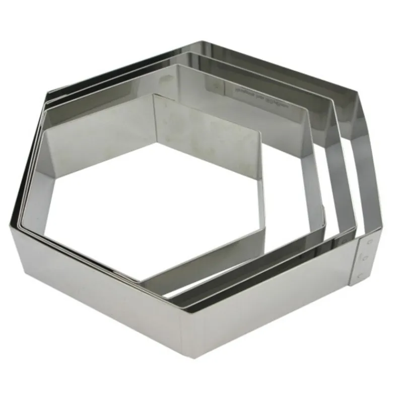 Cerf Dellier Cercles À Patisserie*Hexagone A Mousse Inox Ht 4,5 Cm