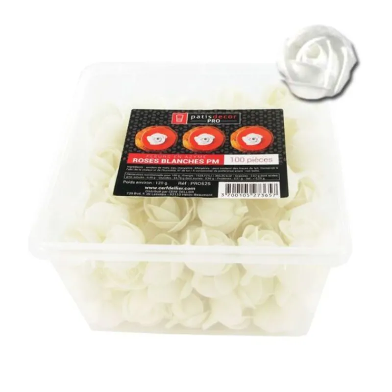 Petites Roses Blanches En Azyme Patisdecor Pro (X100)>Cerf Dellier Sale