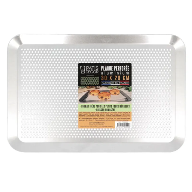 Cerf Dellier Moules En Aluminium*Plaque Patisserie Perforee Alu 20 X 30 Cm Patisdecor
