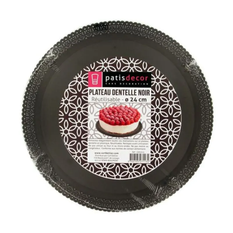 Plateau Dentelle Rond Noir Patisdecor>Cerf Dellier Hot