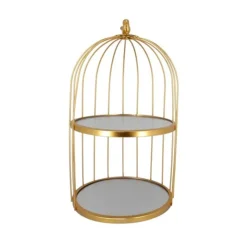 Presentoir Cage A Oiseaux Dore 2 Etages Patisdecor 25 Cm>Cerf Dellier Online