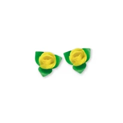 Roses Jaunes Avec Feuilles Patisdecor X10>Cerf Dellier New