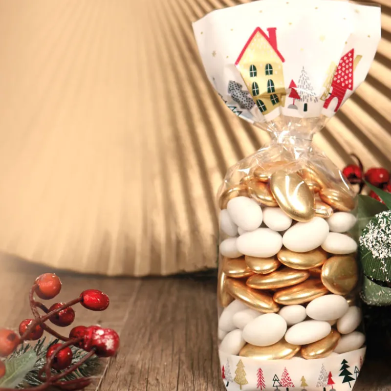 Sachets Polypro Village De Noël 10 X 22 Cm (X5)>Cerf Dellier New